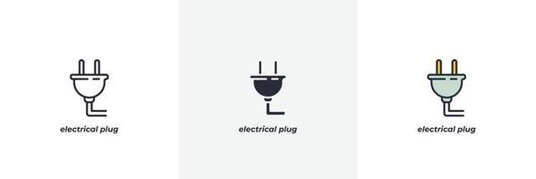 elektrisch plug icoon. lijn, solide en gevulde schets kleurrijk versie, schets en gevulde vector teken. idee symbool, logo illustratie. vector grafiek