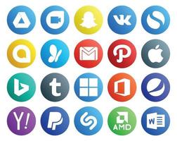 20 sociaal media icoon pak inclusief yahoo kantoor e-mail microsoft bing vector