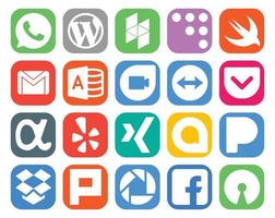 20 sociaal media icoon pak inclusief Pandora xing mail gillen zak- vector