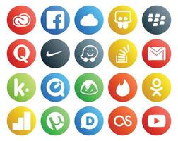 20 sociaal media icoon pak inclusief mail Gmail vraag overloop vraag vector