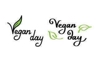veganistisch hand getekend tekst groen vector belettering illustratie.