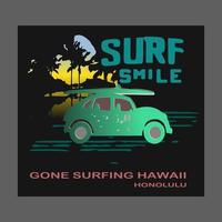 surfen illustratie, typografie, t-shirt grafiek, vectoren