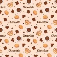 chocola naadloos patroon ontwerp met Choco decoratie in sjabloon hand- getrokken tekenfilm illustratie vector