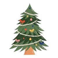 Kerstmis boom met decoraties. Kerstmis en nieuw jaar viering concept. mooi zo voor groet kaart, uitnodiging, banier, web ontwerp. vector