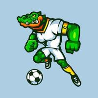 krokodil tekenfilm mascotte voor voetbal team vector