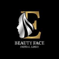 brief e schoonheid gezicht eerste vector logo ontwerp element