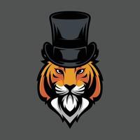 tijger hoge hoed mascotte ontwerp vector