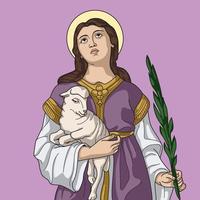 heilige agnes van Rome gekleurde vector illustratie