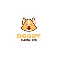 vlak schattig kawaii puppy hond mascotte tekenfilm logo ontwerp vector illustratie