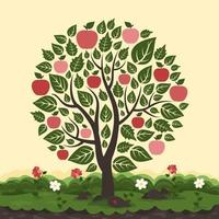 de appel boom in de tuin. vector illustratie