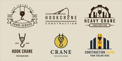 reeks van haak kraan logo wijnoogst vector illustratie sjabloon icoon grafisch ontwerp. bundel verzameling van divers retro bouw teken of symbool voor industrie en bedrijf concept