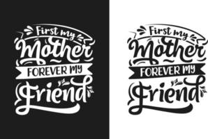 hand- getrokken belettering mam typografie ontwerp met bloemen element kan worden gebruikt Aan mok, t-shirt vector