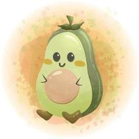 schattig avocado tekenfilm karakter waterverf vector grafiek 02