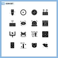 modern reeks van 16 solide glyphs pictogram van investering type boekenkast sleutels hardware bewerkbare vector ontwerp elementen