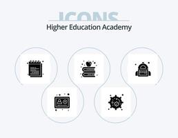 academie glyph icoon pak 5 icoon ontwerp. leerling. tas. onderwijs. onderwijs. appel vector