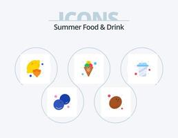 zomer voedsel en drinken vlak icoon pak 5 icoon ontwerp. beker. ijs. gezond. nagerecht. ijshoorntje vector