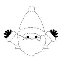 schattig humor de kerstman claus golvend Bij schoorsteen, tonen handen. geïsoleerd Aan wit achtergrond, vlak ontwerp, lijn kunst, eps10 vector
