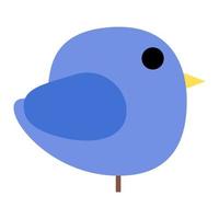 tekenfilm schattig blauw vogel in staand houding. geïsoleerd Aan wit achtergrond, vlak stijl ontwerp, vector, illustratie, eps10 vector