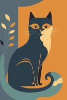 kat in matisse stijl abstract illustratie voor muur kunst decoratie poster vector