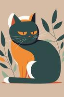 kat in matisse stijl abstract illustratie voor muur kunst decoratie poster vector