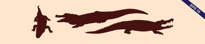 krokodil en alligator silhouet reeks vector