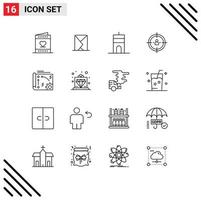 universeel icoon symbolen groep van 16 modern contouren van planning beheer bericht bedrijf signaal bewerkbare vector ontwerp elementen