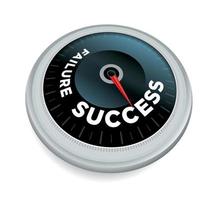 succes en mislukking meter concept illustratie vector