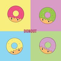 schattig donuts met gelaats uitdrukkingen vector