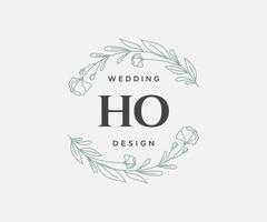 ho initialen brief bruiloft monogram logos verzameling, hand- getrokken modern minimalistisch en bloemen Sjablonen voor uitnodiging kaarten, opslaan de datum, elegant identiteit voor restaurant, boetiek, cafe in vector