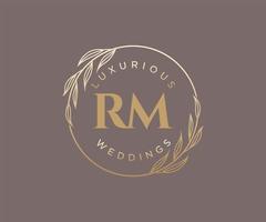 rm initialen brief bruiloft monogram logos sjabloon, hand- getrokken modern minimalistisch en bloemen Sjablonen voor uitnodiging kaarten, opslaan de datum, elegant identiteit. vector