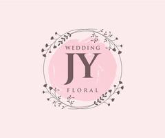 jy initialen brief bruiloft monogram logos sjabloon, hand- getrokken modern minimalistisch en bloemen Sjablonen voor uitnodiging kaarten, opslaan de datum, elegant identiteit. vector