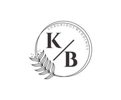 kb initialen brief bruiloft monogram logos sjabloon, hand- getrokken modern minimalistisch en bloemen Sjablonen voor uitnodiging kaarten, opslaan de datum, elegant identiteit. vector