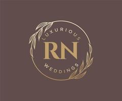 rn initialen brief bruiloft monogram logos sjabloon, hand- getrokken modern minimalistisch en bloemen Sjablonen voor uitnodiging kaarten, opslaan de datum, elegant identiteit. vector