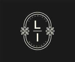 li initialen brief bruiloft monogram logos sjabloon, hand- getrokken modern minimalistisch en bloemen Sjablonen voor uitnodiging kaarten, opslaan de datum, elegant identiteit. vector