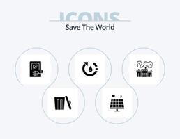 opslaan de wereld glyph icoon pak 5 icoon ontwerp. recyclen. omgeving. auto. ecologie. voertuig vector