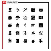 modern reeks van 25 solide glyphs pictogram van e handel laboratorium doos vlees bewerkbare vector ontwerp elementen