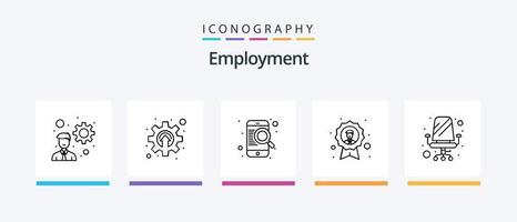 werk lijn 5 icoon pak inclusief ster. medewerker. veiligheid. het beste. kantoor. creatief pictogrammen ontwerp vector