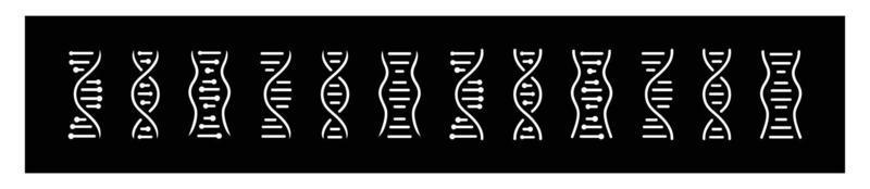 wetenschap symbool dna icoon set, dna helix, chromosoom, molecuul symbool, vector illustratie