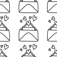 schattig tekening liefde brief, envelop met hart patroon. hand- getrokken vector illustratie