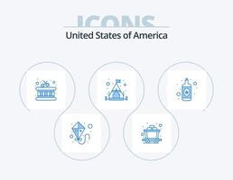 Verenigde Staten van Amerika blauw icoon pak 5 icoon ontwerp. . . stokken. wijn. alcohol vector