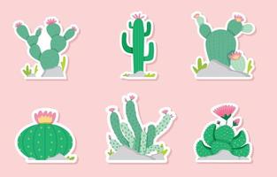 vetplanten en cactus sticker reeks vector