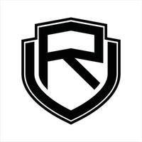 ru logo monogram wijnoogst ontwerp sjabloon vector
