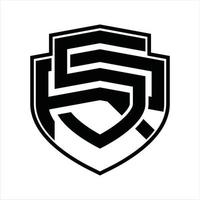 sr logo monogram wijnoogst ontwerp sjabloon vector