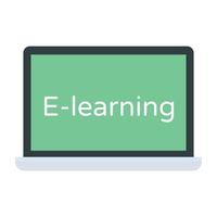 een vlak icoon van e aan het leren vector
