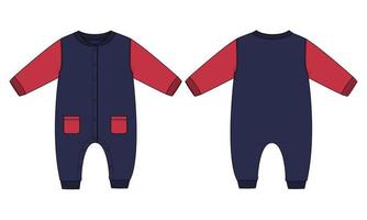 bodysuit romper technisch mode schetsen vector illustratie sjabloon voor kinderen.