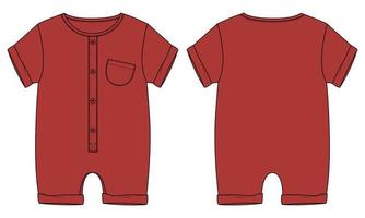 zomer bodysuit romper technisch mode vlak schetsen vector illustratie sjabloon voor kinderen.