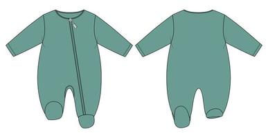 baby bodysuit romper technisch mode vlak schetsen vector illustratie sjabloon voorkant en terug keer bekeken
