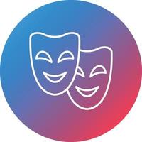 theater maskers lijn helling cirkel achtergrond icoon vector
