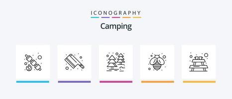 camping lijn 5 icoon pak inclusief . hout. mes. logboek. uitrusting. creatief pictogrammen ontwerp vector