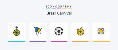 Brazilië carnaval lijn gevulde 5 icoon pak inclusief Brazilië. sport. viering. veld. viering. creatief pictogrammen ontwerp vector